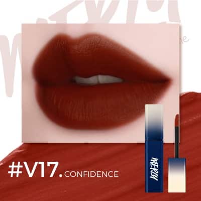 Màu son Merzy V17 là sắc đỏ gạch nổi bật, tôn da, trắng răng.