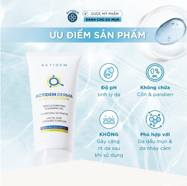 Ưu điểm gel rửa mặt Actidem Derma